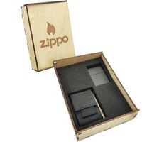Подарочный набор Zippo Зажигалка 218 CLASSIC + Коробка + Чехол на пояс pz06bl черный