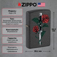 Зажигалка Zippo 236 Rose Dagger Tattoo Design