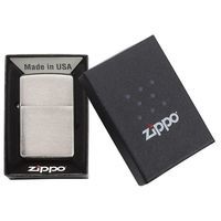 Комплект Zippo Зажигалка 200 CLASSIC brushed chrome + Бензин + Кремни в подарок