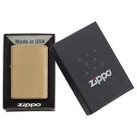 Комплект Zippo Зажигалка 204B CLASSIC brushed brass + Бензин + Кремни в подарок