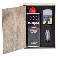 Комплект Zippo Зажигалка 205 Пес Патрон 205PP + Бензин + Кремни + Подарочная коробка