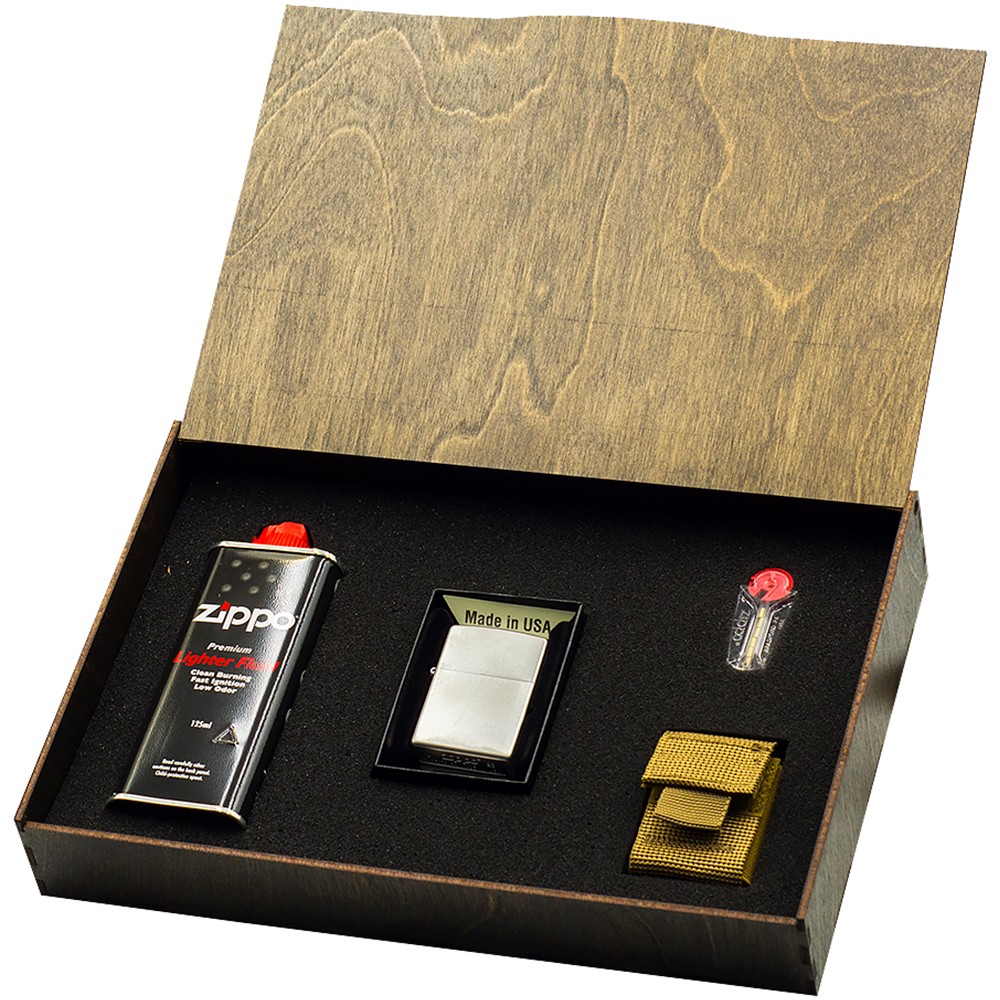 Подарочный набор Zippo Зажигалка 205 + Коробка + Бензин + Кремни + Чехол на пояс койот video