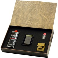 Подарочный набор Zippo Зажигалка 218 + Коробка + Бензин + Кремни + Чехол на пояс Койот