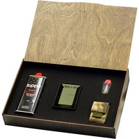 Фото Подарочный набор Zippo Зажигалка 221 + Коробка + Бензин + Кремни + Чехол molle мультикам