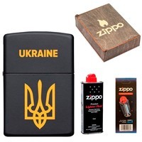 Фото Комплект Zippo Зажигалка CLASSIC black matte + Подарочная упаковка + Бензин + Кремни