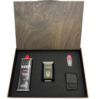Фото Подарочный набор Zippo Зажигалка 218-U + Коробка + Бензин 3141 + Кремни 2406 + Чехол на пояс черный