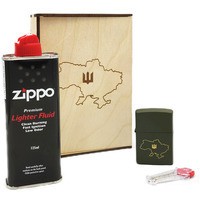 Фото Подарочный набор Zippo Зажигалка 221 Ukraine + Коробка + Бензин 3141 + Кремни 240