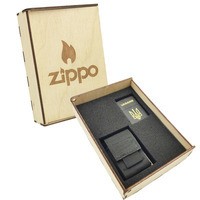 Фото Подарочный набор Zippo Зажигалка 218-U CLASSIC + Коробка + Чехол на пояс pz06bl черный