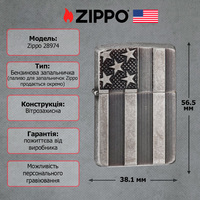 Фото Зажигалка Zippo 28974 U.S. Flag Armor Antq Slvr Plate