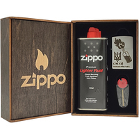 Фото Комплект Zippo Зажигалка Бандерівське Смузі + Подарочная упаковка + Бензин + Кремни